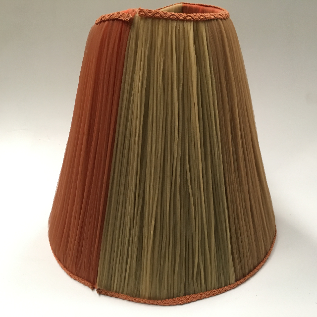 LAMPSHADE, 1960s 70s (Large) Rust Orange Gold Ribbon